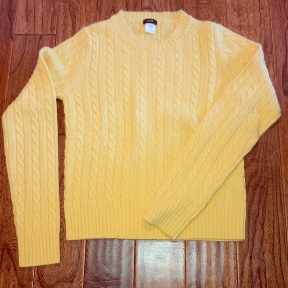 J Crew yellow cable neck sweater